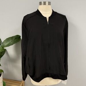 NWT Cherokee Certainty Anti-Microbial Scrub Jacket XL Black Warm Up Scrubs